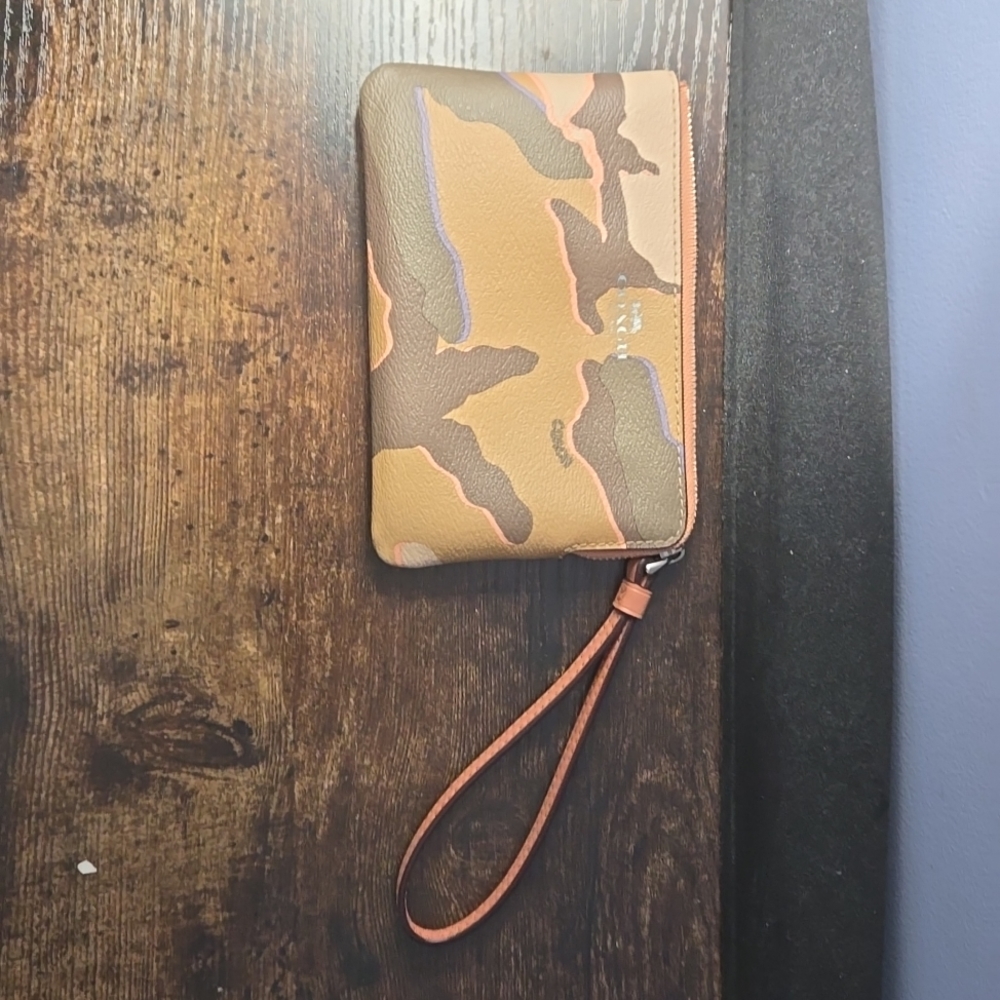 Pink Camoflauge Coach Wristlet